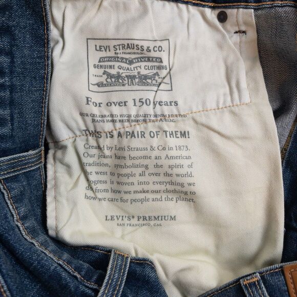 Levis 505 Jeans Mens Size 38x32 Blue Premium Big E Classic Straight Denim Modern - Picture 5 of 11